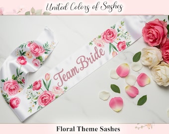 Customized Floral Theme Sash Bride To Be Personalized Sash Bridesmaid Sash Gifts Custom Bachelors Floral Sash Birthday Theme Sash