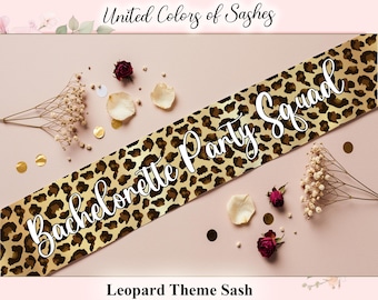 Luxury Custom Leopard Sash Personalized Satin Party Accessory Wild Birthday, Bachelorette & Bride Squad Celebration Gift Bridal Wear