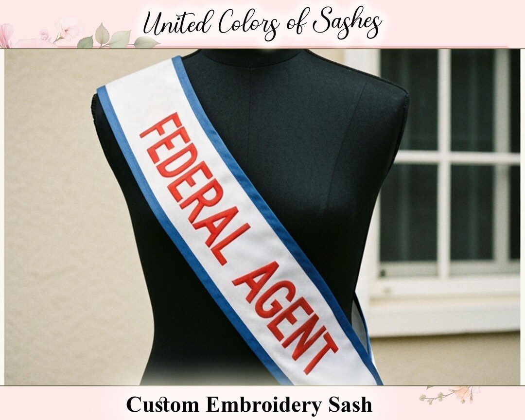 Custom Federal Sash, Personalized Embroidery Sash, Custom Lace Sash ...