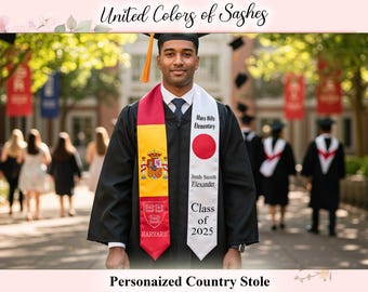 Grad Stole - Country Flag Graduation Stole Flag Pride Graduation Stole – Personalized Country Stole Customized Country Flag Name Stole