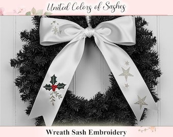 Customized Embroidered Wreath Sash Custom Monogram Wreath Sash Personalized  Housewarming Gift  Handmade Wreath Bow Custom Design Wreath