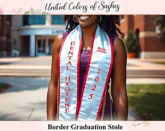 Personalized Lace Graduation Stole – Custom Grad Sash with Name, Year & School Colors  Customized Graduation Sash Custom Trim Stole