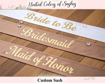 Bride Sash, Bachelorette Party Sash, Custom Name Sash, Bride to Be Sash, Bridal sash, Satin Sash, Bridal Shower Sash, Custom Future Mrs Sash