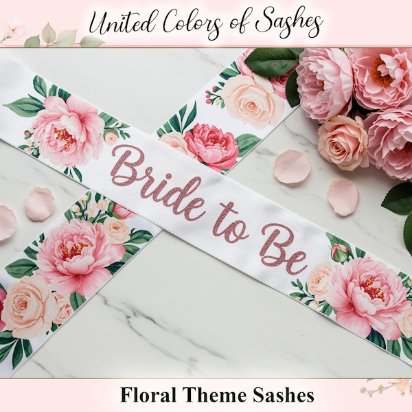 Personalized Floral Theme Sash Bride to be Customized Sash Hen Party Sash gifts custom Bachelors Floral Sash Birthday Theme Printed Sash