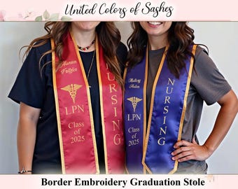 Customized Embroidered Graduation Sash Unique Lace Graduation Sash Personalized Embroidery Sash for Graduation Ceremony Custom Text Stole