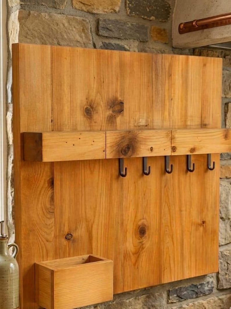 Hanging Kitchen Rack Rack Rustic Wooden Kitchen Wall Rack With Hooks, Farmhouse Utensil Holder ...
