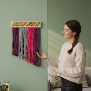 Geometric Pattern Wooden and Weaving Wall Decor