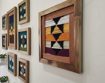 Handmade Boho Geometric Woven Wall Art | Framed home Decor