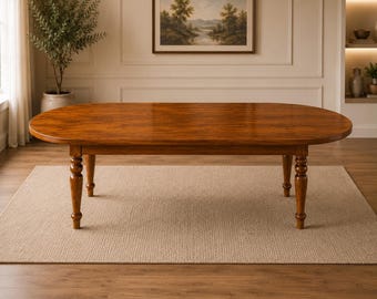 Mesa de comedor de madera maciza de teca hecha a mano / Mesa de comedor ovalada de lujo / Mesa de cocina moderna de estilo rústico / Muebles de comedor de madera maciza a medida