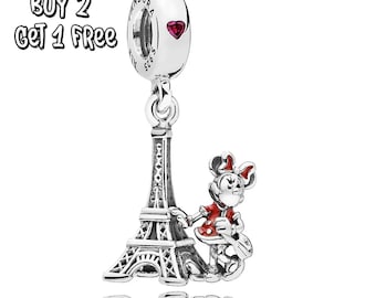 Ciondolo Torre Eiffel di Minnie, argento sterling 925, squisito ciondolo per braccialetto, un bellissimo regalo per una bambina.