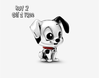 101 Dalmatians Patch Charm, 925 sterling silver, exquisite bracelet charm, a beautiful gift for a girl.