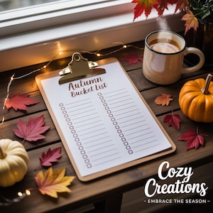 Autumn Fall Bucket List Printable | Cozy Fall Activities Checklist | Aesthetic Autumn Planner | Instant Download | Fall Decor Printable