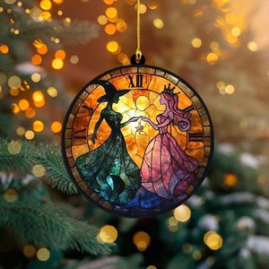 Adorno acrílico de Elphaba y Glinda, Adorno navideño de Wicked, Merchandising de Wicked, Adorno de Wicked, El musical de Wicked, Película de Wicked, Wicked