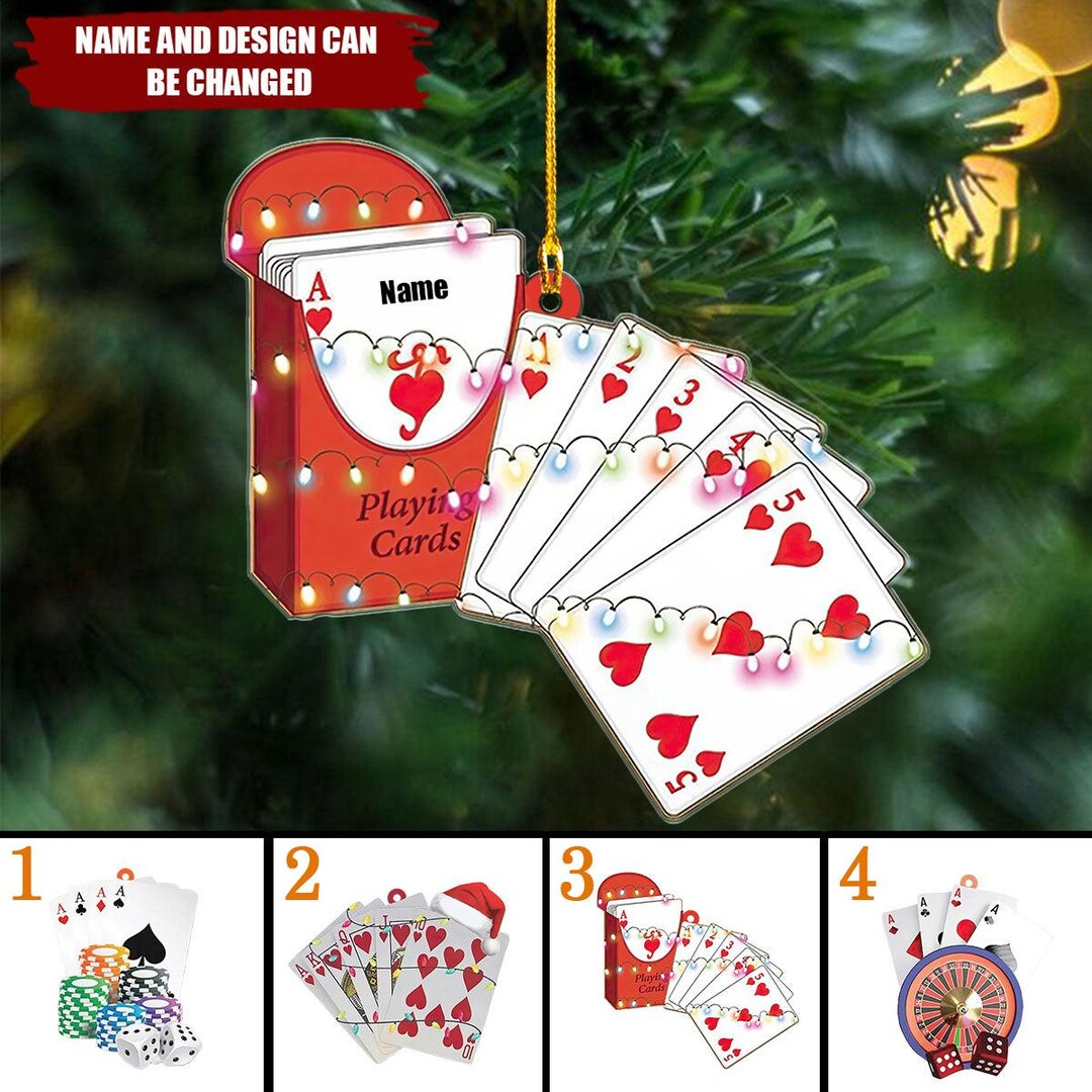 Personalized Playing Card Christmas Hanging Ornament, Card Games ...