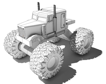 Hauler (Monster Truck) 3d printable miniature STL | Print In Place