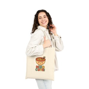 Miso Cute Tote Bag, Fun Grocery Bag, Eco-Friendly Shopping Tote, Cute Gifts for Food Lovers, Unique Canvas Bag