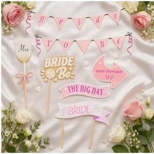 Bridal Shower Photo Booth Props: Bachelorette Party Decorations (Printable Set)