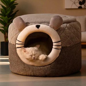 Cozy Cat Bed Cave: Arctic Wool Felt Pet Tent - Winter Warmth