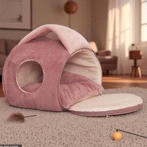 Foldable Plush Pet Bed: Buckskin Cat & Small Dog House
