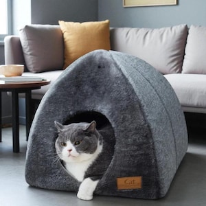 Velvet Cat Tent Bed: Cozy Enclosed Pet House for Small Dogs