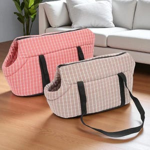 Plaid Pet Carrier Backpack Sling: Soft Travel Bag for Small Dogs & Cats