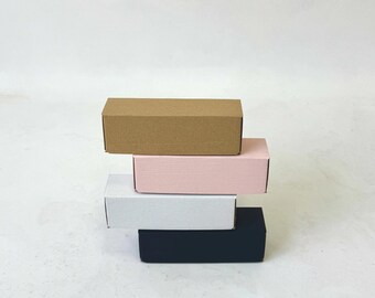Micro-Corrugated Cardboard Shipping Boxes - Set of 50, Kraft, White, Black, Pink (6.5x1.97x1.97 in)