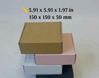 Corrugated Shipping Boxes (Set of 50) – Kraft, White, Black, Pink