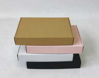 Cardboard Shipping Boxes – Kraft, White, Black, Pink (Set of 50)
