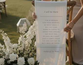 Memorial Wedding Chair Sign, In Loving Memory Linen Banner
