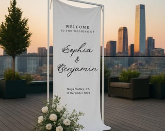 Custom Fabric Wedding Welcome Sign, Personalized Ceremony Decor