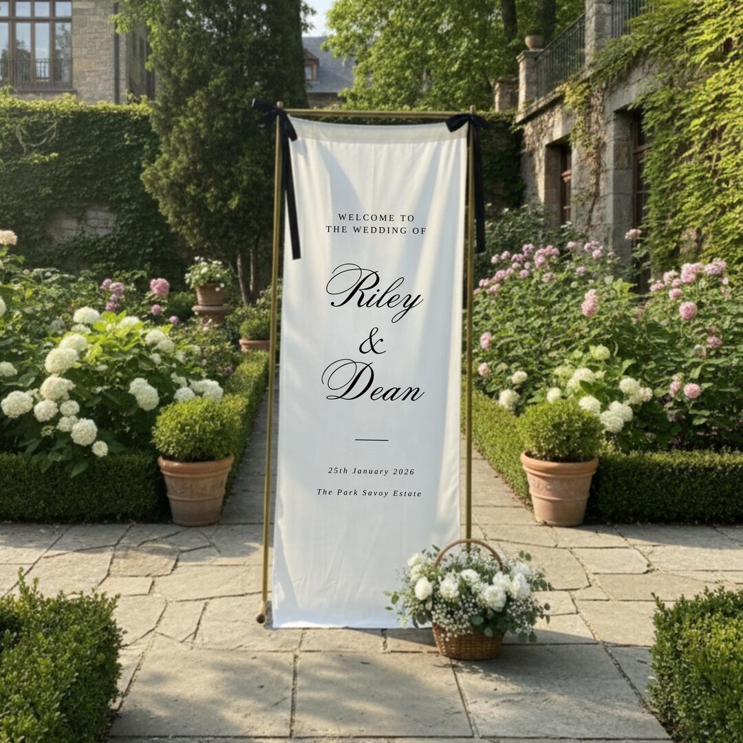 Custom Linen Wedding Welcome Sign, Elegant Personalized Banner - Etsy
