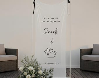 Sheer Lace Wedding Welcome Sign: Tulle Fabric, Macquin Sequins