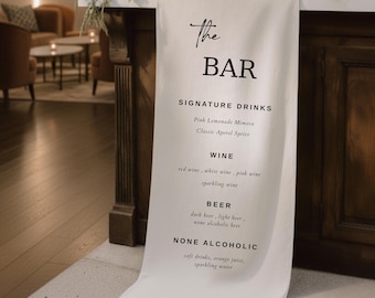 Custom Linen Wedding Bar Sign, Signature Cocktail Menu