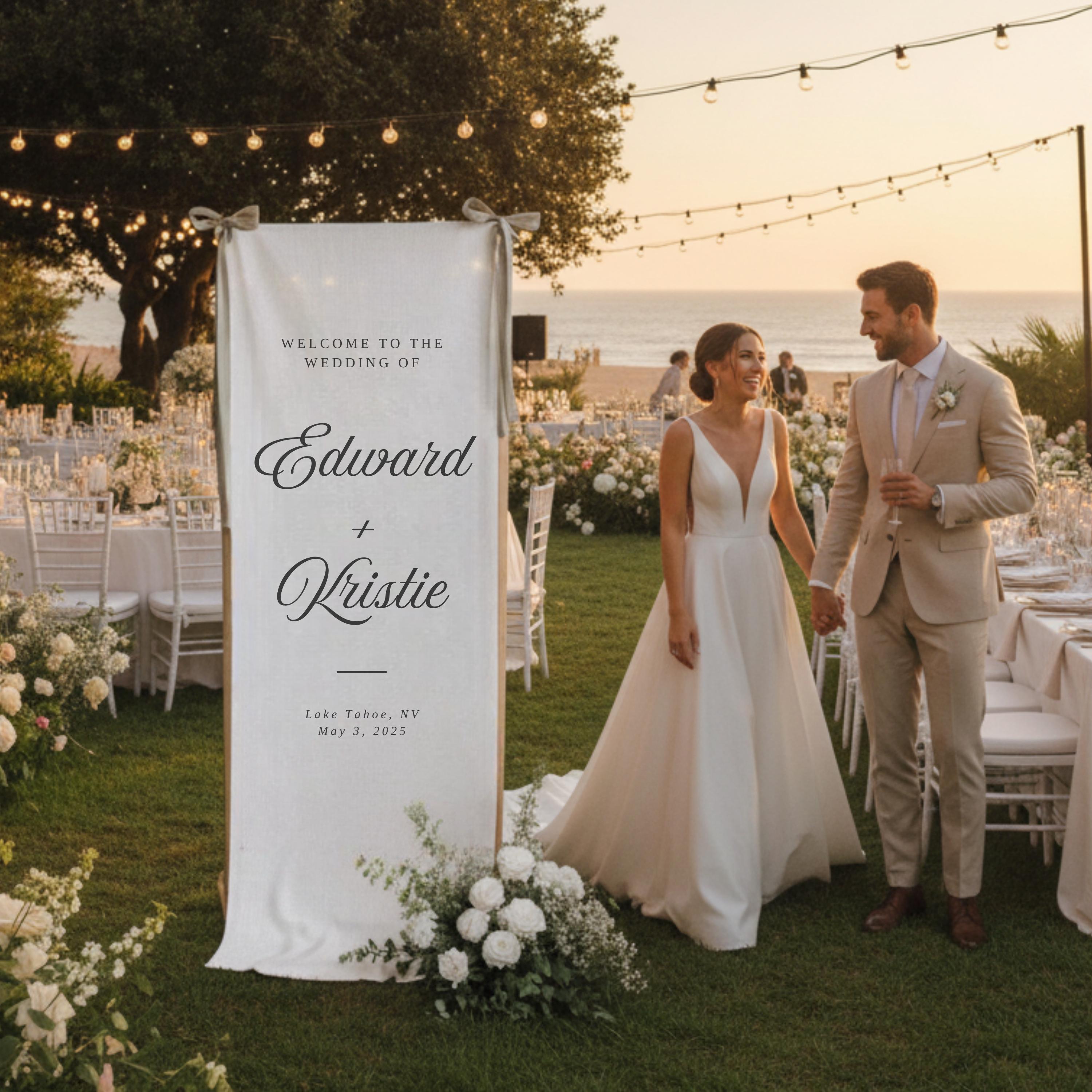 Custom Linen Wedding Welcome Sign, Modern Ceremony Decor - Etsy