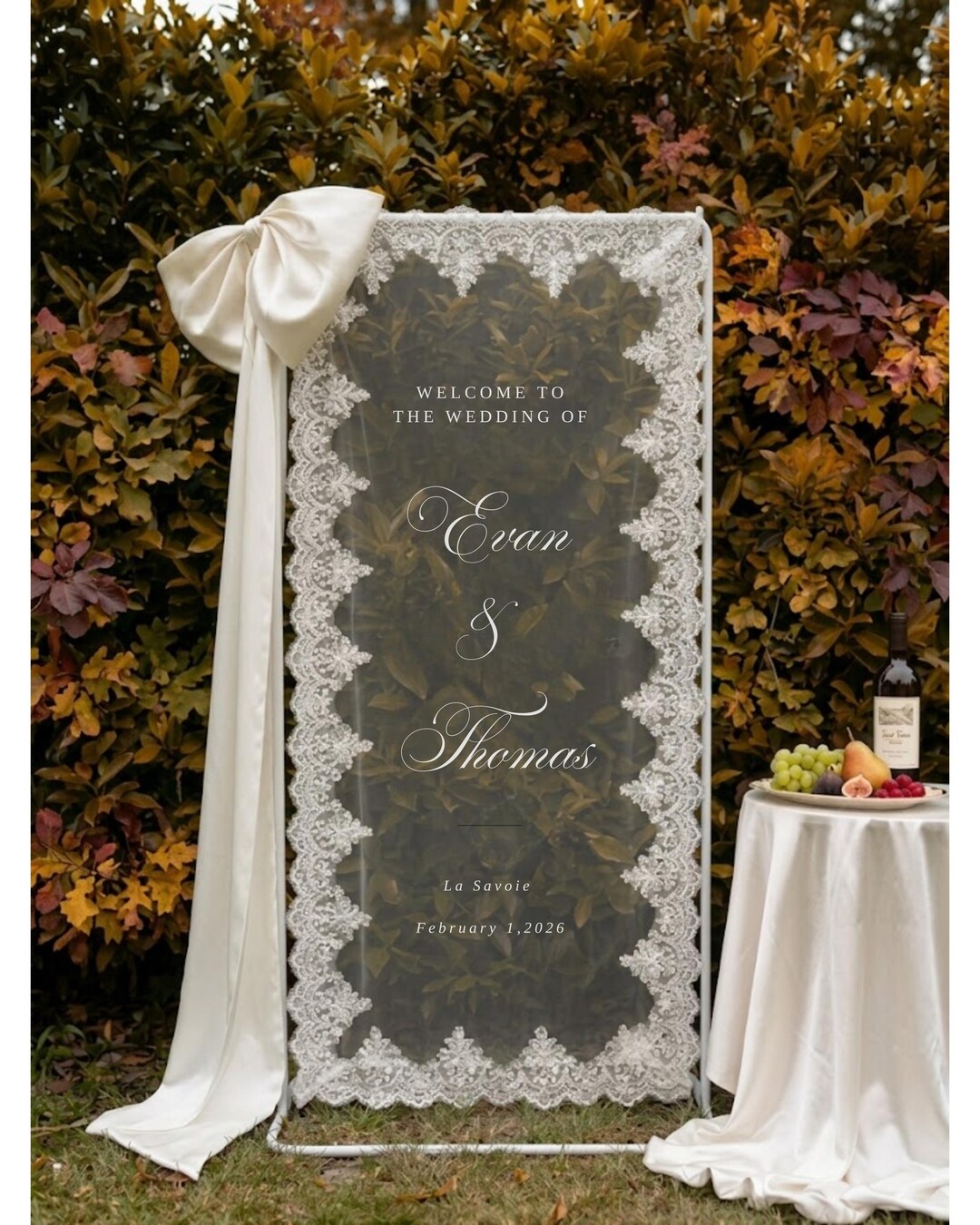 Sign Sequins Sheer Lace Wedding Welcome Sign: Tulle Fabric, Macquin Sequins With ...