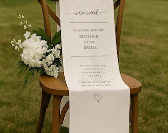 Personalized Memorial Wedding Chair Banner, Remembrance Ceremony Decor