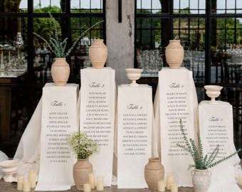 Fabric Wedding Seating Chart, Personalized Table Plan, Custom Wedding Guest List Sign