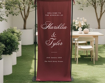 Custom Linen Wedding Welcome Sign • Personalized Wedding Decor