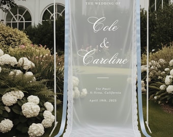 Schiere Spitze Hochzeit Willkommensschild: Personalisierte moderne Hochzeitsbanner