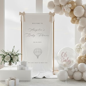 Personalized Linen Baby Shower Welcome Sign, Custom Decor