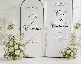 Custom Linen Wedding Welcome Sign, Modern Ceremony Decor