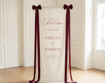 Stoff Hochzeit Willkommensschild Modernes Hochzeit Willkommensschild Stoff Leinen Benutzerdefinierte Trauung Boho Hochzeit Willkommensschild Zeremonie-Zeichen