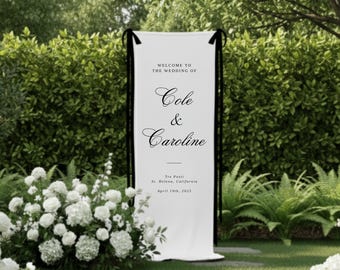 Custom Linen Wedding Welcome Sign, Personalized Fabric Banner