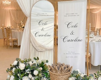 Custom Linen Wedding Welcome Sign • Personalized Fabric Banner