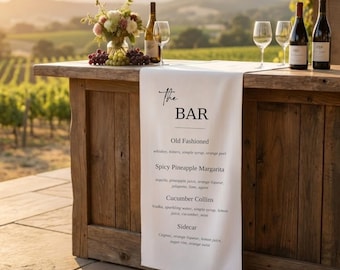 Linen Wedding Bar Sign, Custom Cocktail Menu
