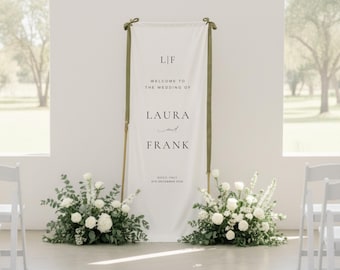 Custom Linen Wedding Welcome Sign, Personalized Banner