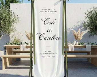Stoff Hochzeit Willkommensschild Modernes Hochzeit Willkommensschild Stoff Leinen Benutzerdefinierte Trauung Boho Hochzeit Willkommensschild Zeremonie-Zeichen