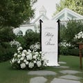 Custom Linen Wedding Welcome Sign, Modern Ceremony Decor product logo