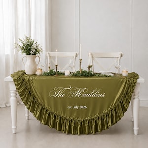 Personalized Chiffon Sweetheart Table Runner, Ruffled Edge Wedding Decor