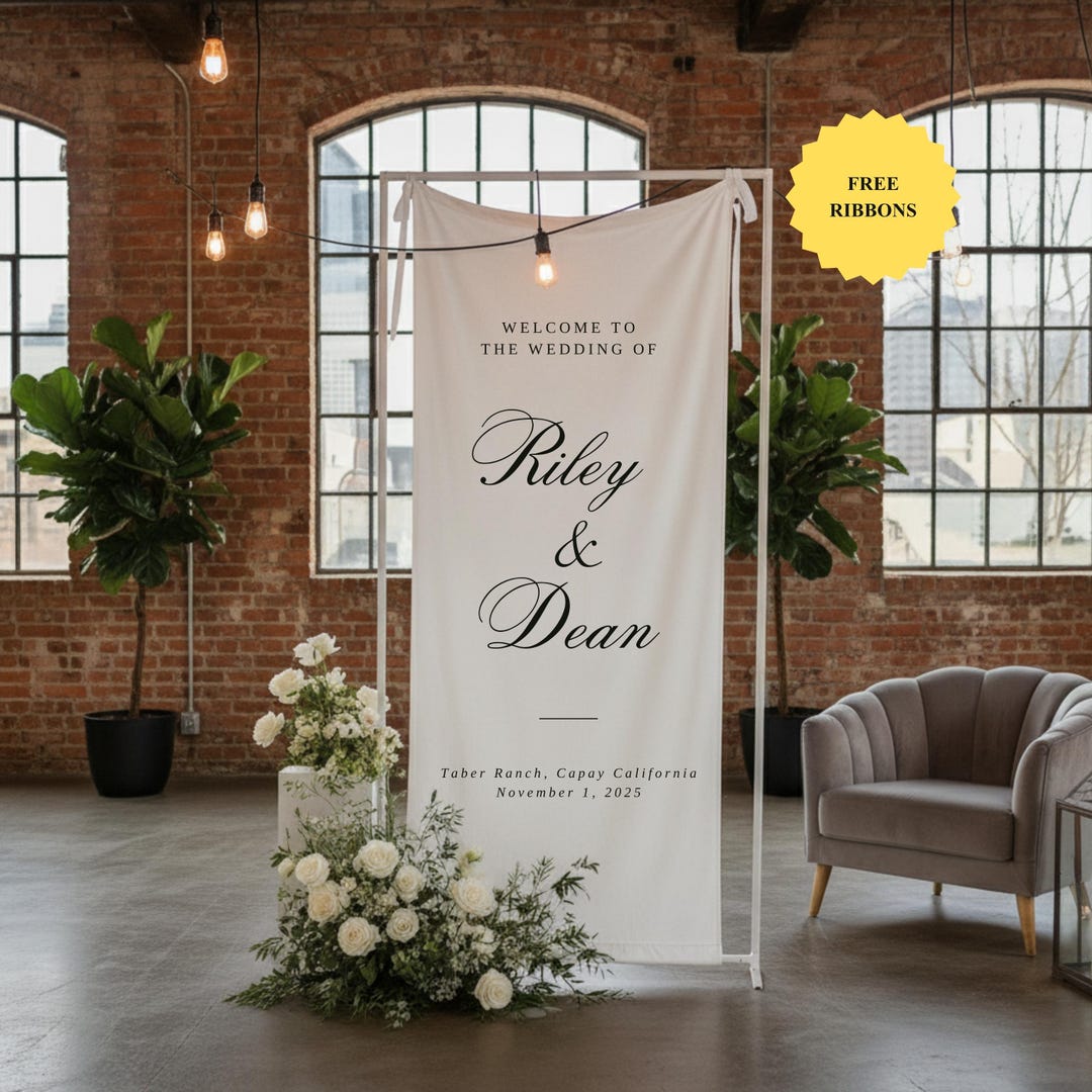 Custom Linen Wedding Welcome Sign, Elegant Celebration Decor - Etsy